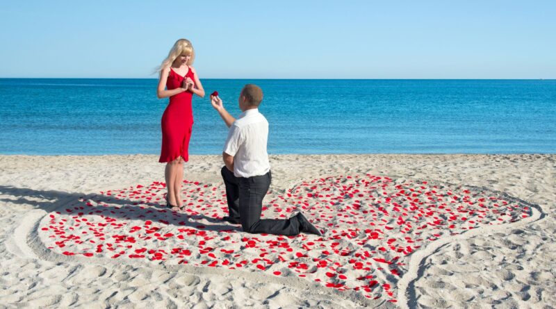 Heiratsantrag am Strand