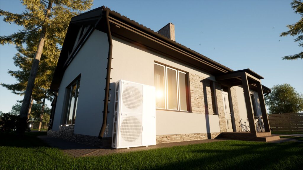 Luft-Wasser-Wärmepumpe für das Haus. Inverter-System vom Typ Split