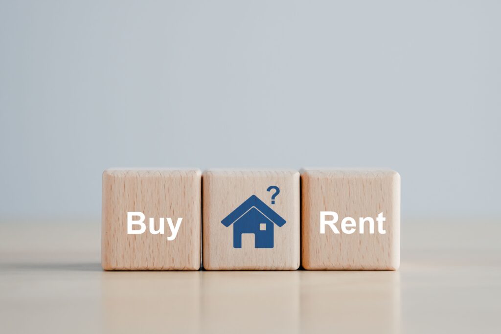 Hauskonzept kaufen oder mieten. Immobilien, Immobilieninvestitionen.