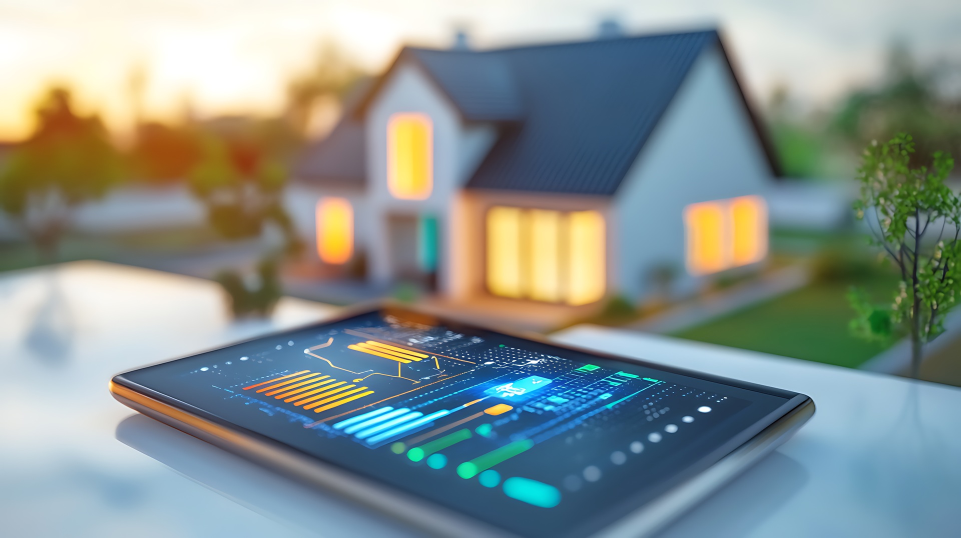 Tablet zeigt Energiedaten eines Hauses | Deye Hybrid Wechselrichter