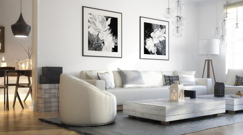 Design-Wohnzimmer in neutralen Farben | Geländerbefestigung