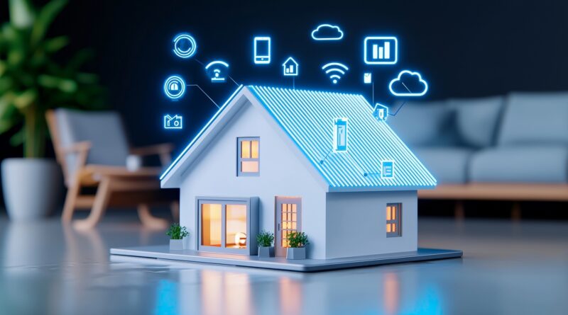 Modellhaus mit Smart-Home-Icons | Photovoltaik Neuss
