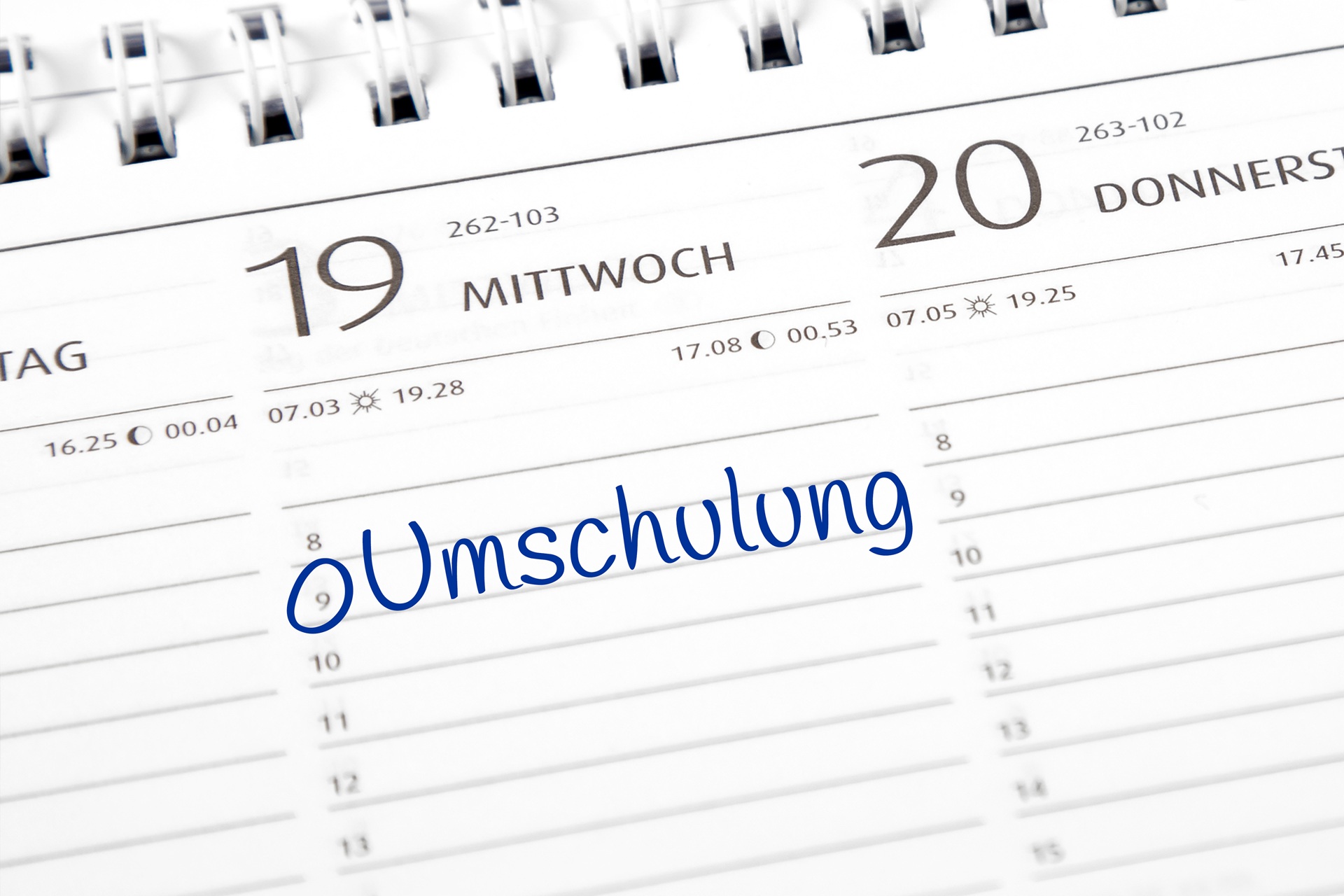 Kalendereintrag für berufliche Umschulung | Taxifahrer Jobs

