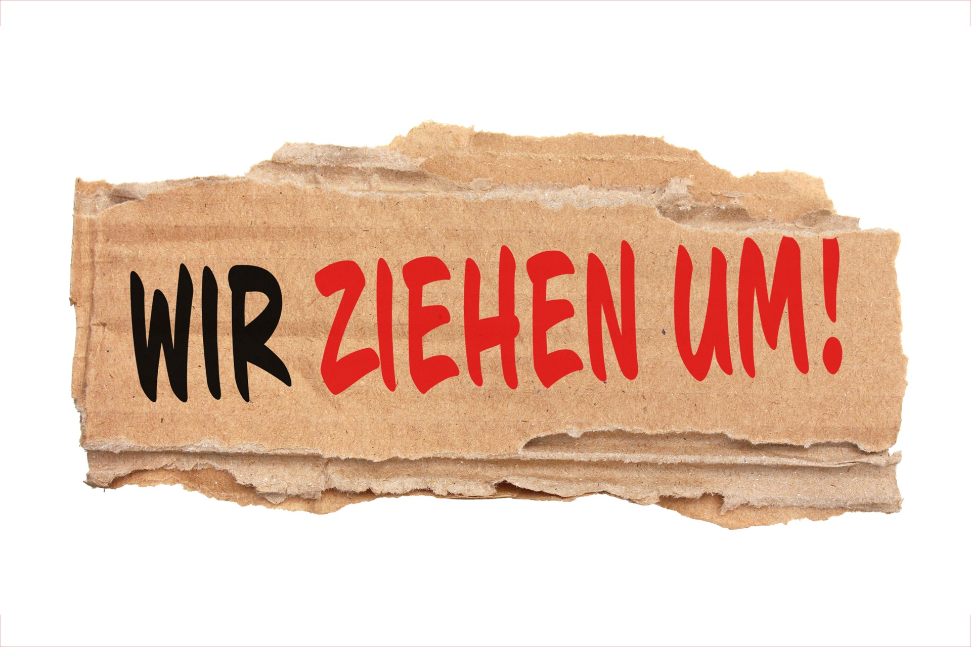 Pappschild mit Umzugsankündigung | Wohnungsauflösung Neuss


