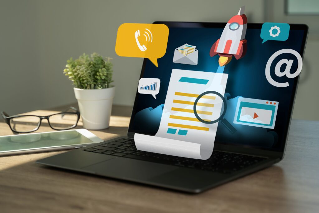 Inhaltsmarketing Inhaltsdaten Blogging Medien Veröffentlichung Informationen Vision Konzept