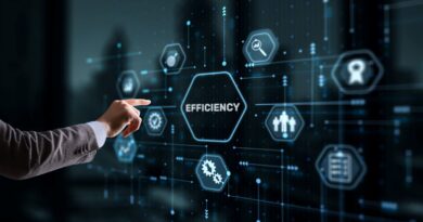 digitale oberflaeche mit symbole fuer effizienz zeigt optimierung von abfuellwaage im produktionsprozess