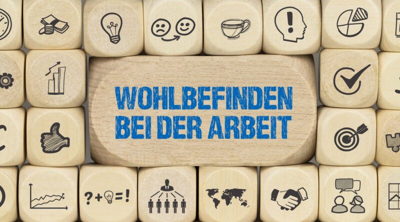 Holzwürfel mit Icons zum Wohlbefinden bei der Arbeit | Enthärtungsanlage