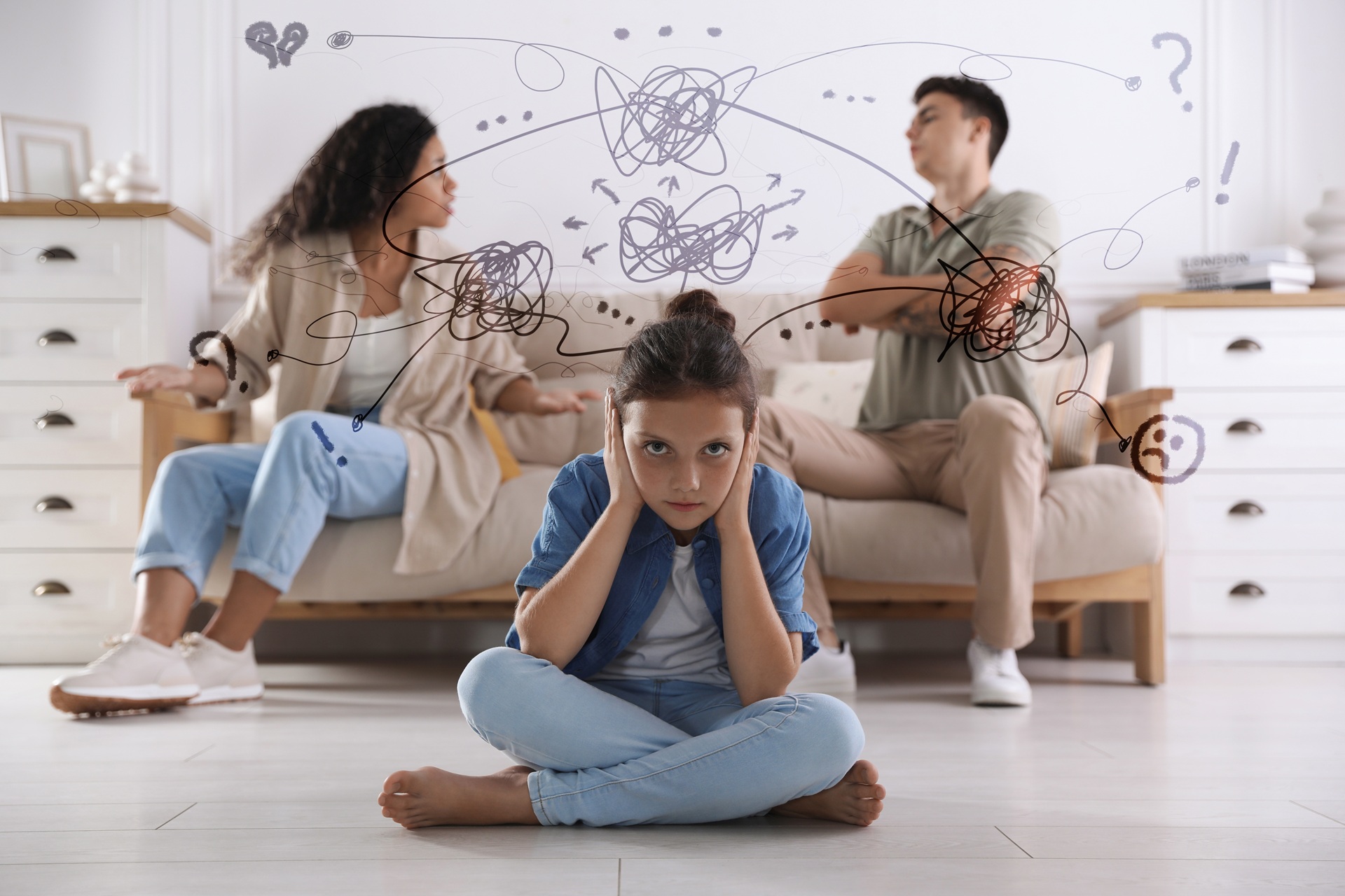 Kind hält sich Ohren zu wegen Streit der Eltern | Anwalt Familienrecht Dresden